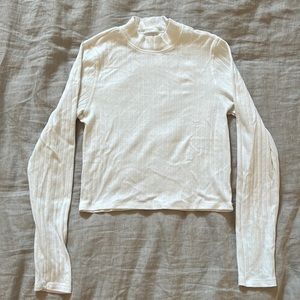 American Eagle cropped and patterned mockneck